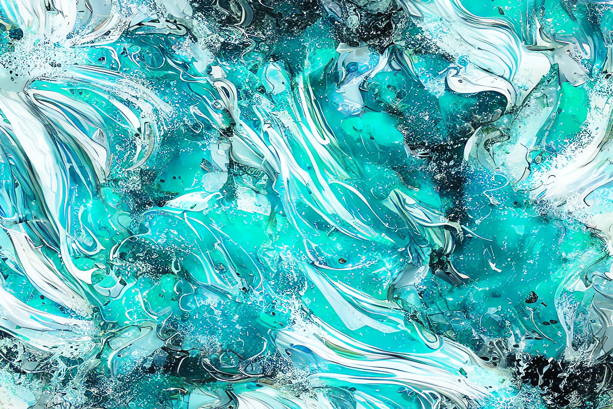 White and turquoise liquid ink marble texture background